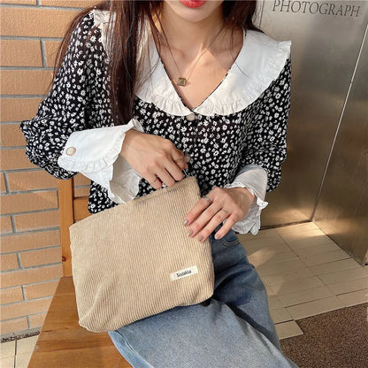 Fashion Women Sweet Cosmetic Bags Makeup Large Purse Bag Zipper Pouch Daily Outdoor Activities Travel Organiser - Beige