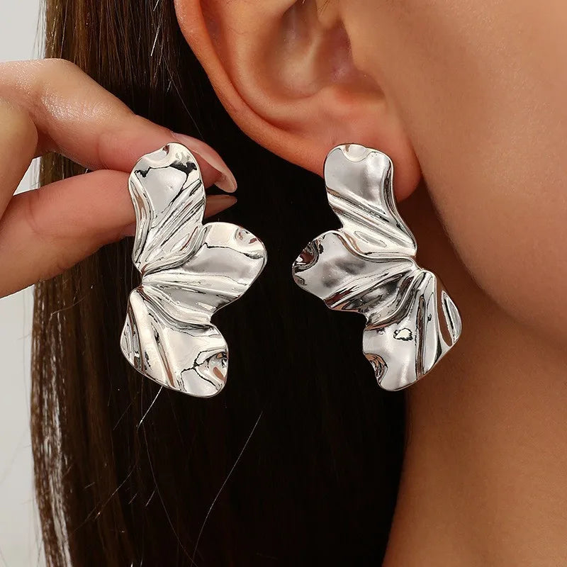 Fashion Stainless Steel Chunky Knot Earrings for Women Vintage Simple Multi-layer Circle Round Drop Earrings Punk Jewelry Gif