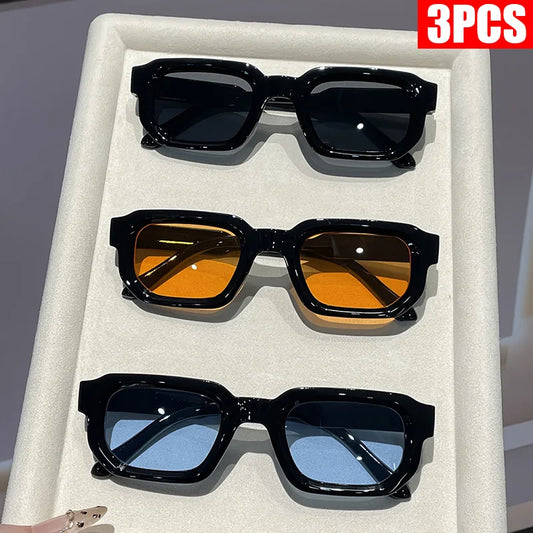 2/3PCS Vintage Rectangle Frame Sunglasses for Women Fashion Retro Design UV400 Sun Glasses Men's Eyewear Goggles