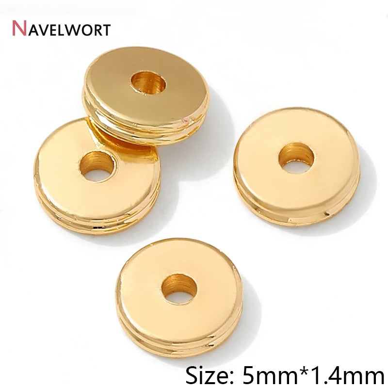 14K Gold Plated Oval Stripe Spacer Beads,Beads Separator,Brass Metal Flat Spacer Beads For Bracelet Necklace Making Accessori