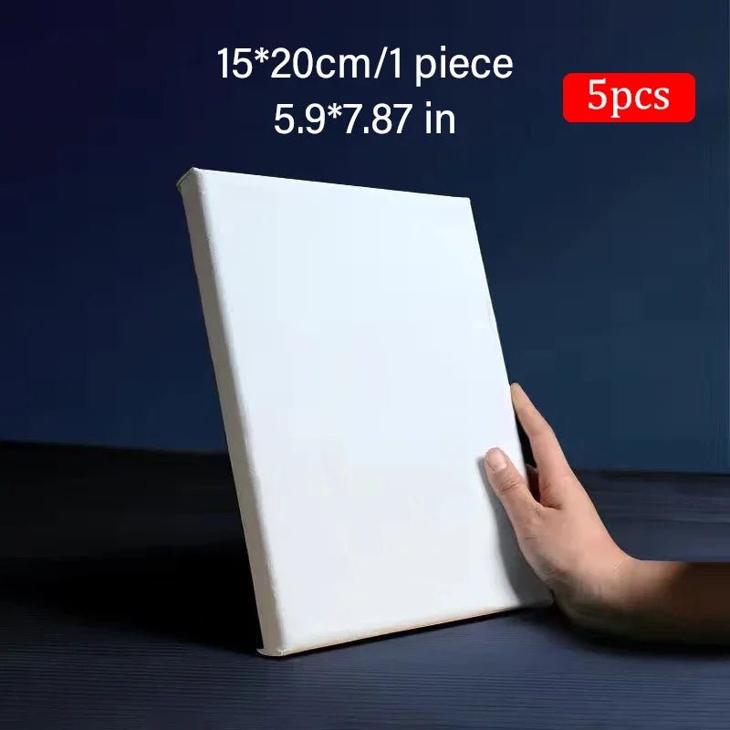 5pcs White Blank Square Artist Canvas Wooden Board Frame Cotton Artist Canvas Boards for Oil Painting Acrylic Watercolor - 5p