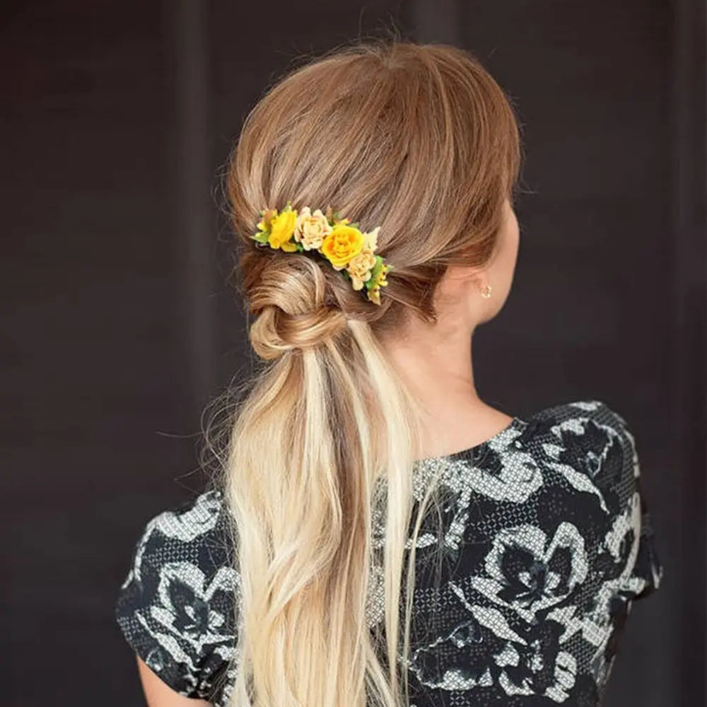 Bridal Hair Combs Rustic Wedding Floral Women Stimulation Flower Hairpins Brides Wedding Elegant Hair Accessories