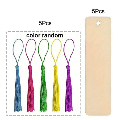 10/30/50/70Pcs Wooden Blank Bookmarks with Tassels Set DIY Wooden Craft Bookmarks Square Tag Wedding Birthday Party Decor - 1