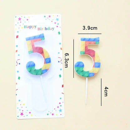 New Building Block Number 0-9 Candle 1PC Color Building Block Shaped Digital Candle Cake Decoration Birthday Baking Decor Plu