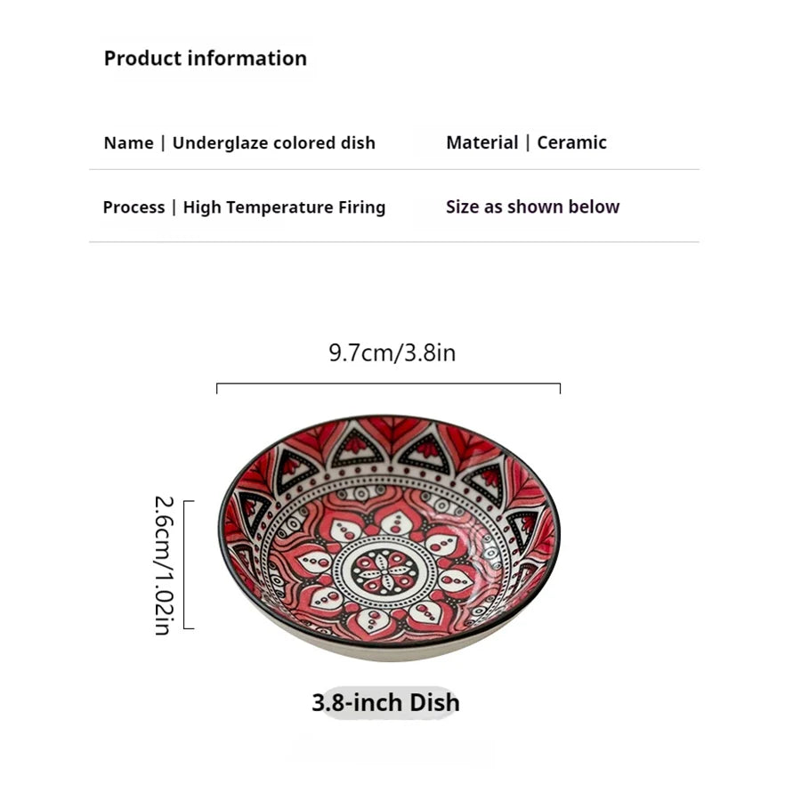 6/10 Pieces of Ceramic Condiment Dishes, Bohemian Plates, Sauce Dishes, Household Soy Sauce Vinegar Spice Dishes, Suitable fo