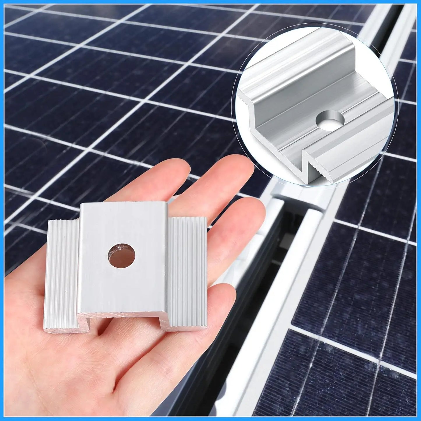 48/24/12pcs Solar Panel Mid Clamps Photovoltaic Panel Bracket PV Panel Mid Clamp Aluminum Solar Clips For Fixed 35-50mm Frame