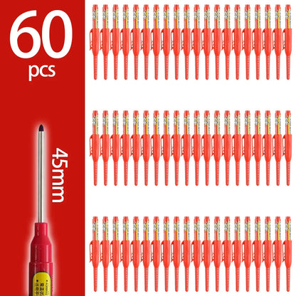 4-60Pcs 45mm Long Nib Head Carpenter Pen Deep Hole Marker Pens Black/Blue/Red/White for Measuring Woodworking Hand Tools - Re
