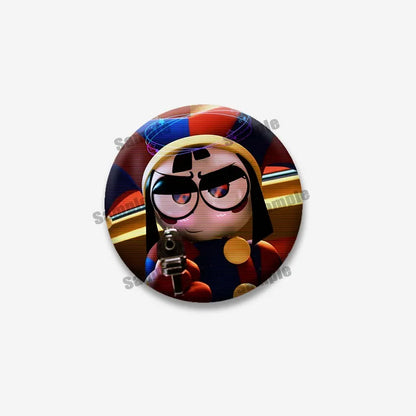 Creative Funny P-Pomni Enamel Pins Cute Cartoon Character Round Brooch DIY Backpack Jacket Collar Badge Jewelry Gifts for Fri