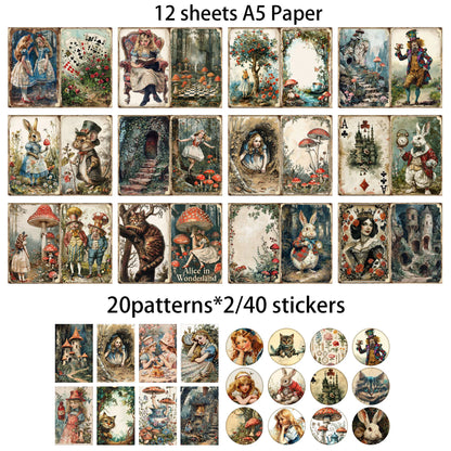JAIIMAN 52pieces Mushroom Wonderland Junk Journal Set,for Arts Crafts,Holiday Party,Arts Crafts,Scrapbooking Supplies,DIY Cra