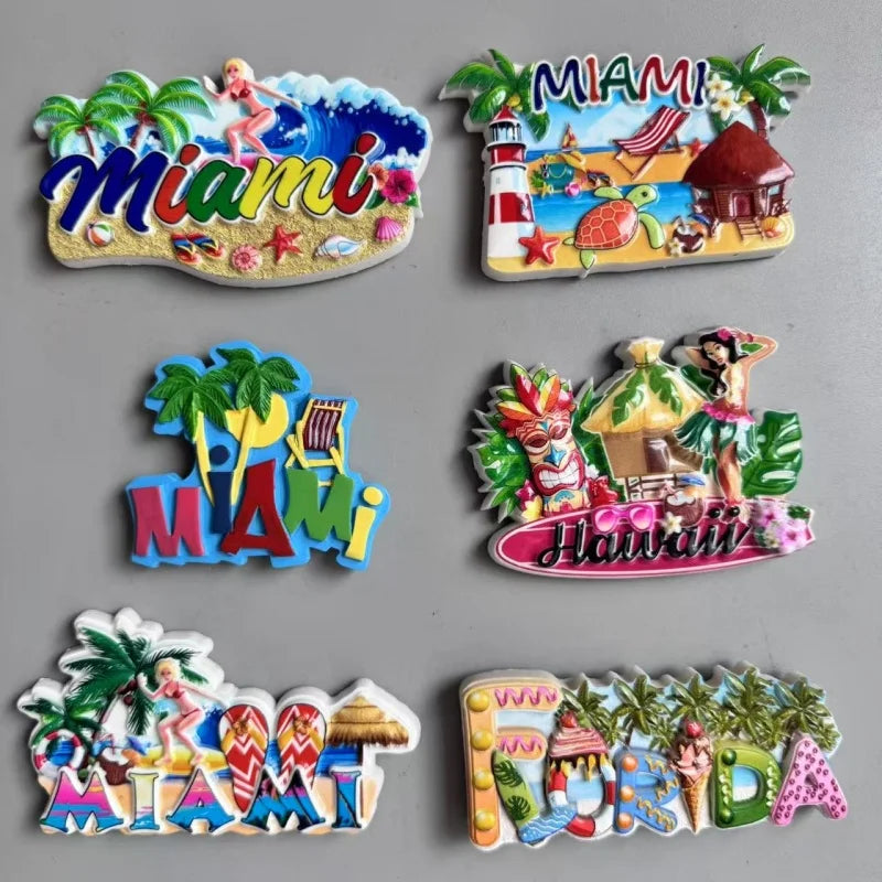 Tourist Souvenirs Fridge Magnets USA,refrigerator Decorations for Miami New York Hawaii Collection of Fridge Ornaments Sticke