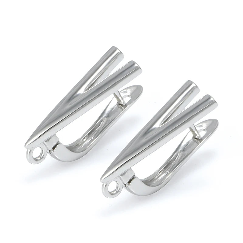 Silver Color Brass Earring Hooks for DIY Jewelry Making Handmade Silver Color Jewelry Accessories Findings Eawires - Rhodium 
