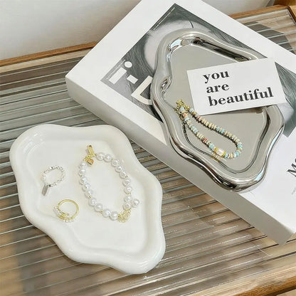 Simple Jewelry Storage Tray Creative Cloud Shapes Electroplated Jewelry Earrings Ring Display Desktop Dish