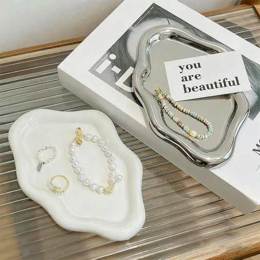 Simple Jewelry Storage Tray Creative Cloud Shapes Electroplated Jewelry Earrings Ring Display Desktop Dish