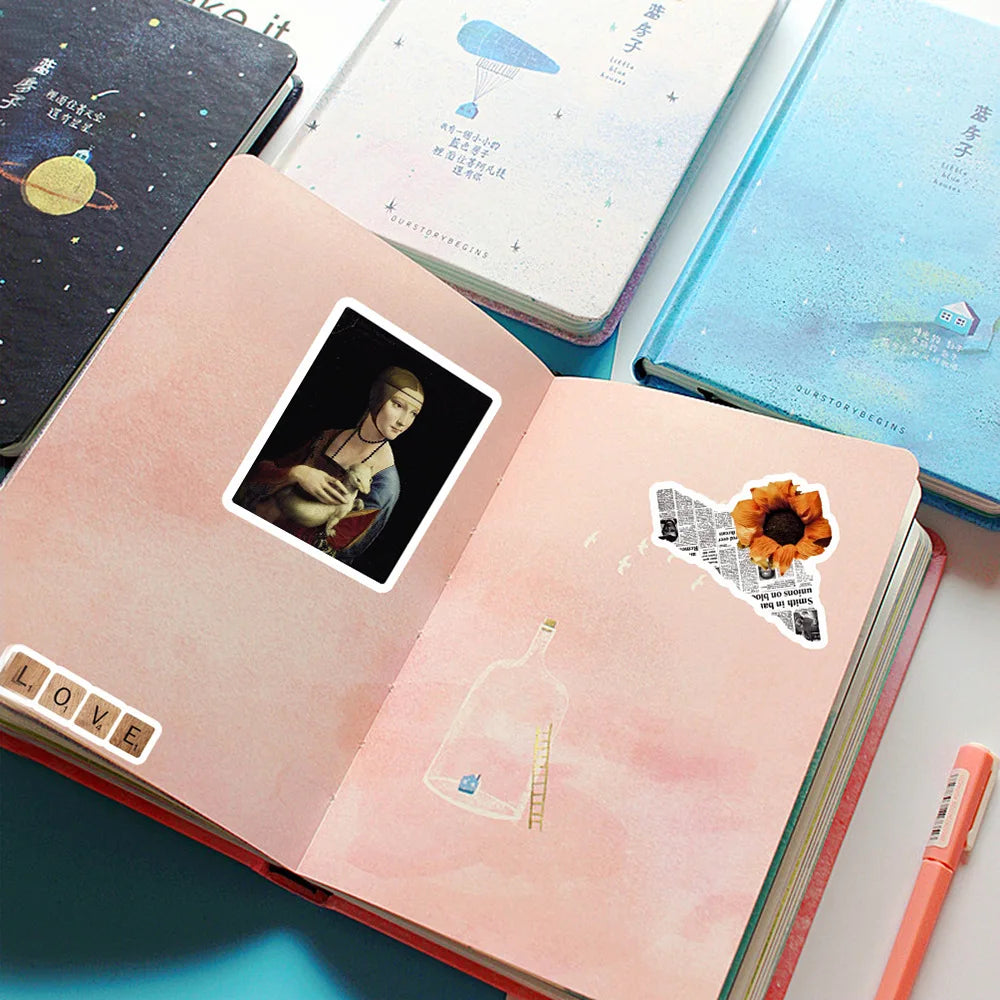 10/30/50PCS Vintage Painting PVC Sticker Aesthetic Decoration Scrapbooking Korean Stationery School Supplies