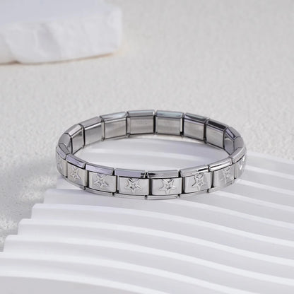 For Women Men Italian Charm Link 9mm Width Silver Gold Color Stainless Steel Bracelets on Hand DIY Making Jewelry - Type15