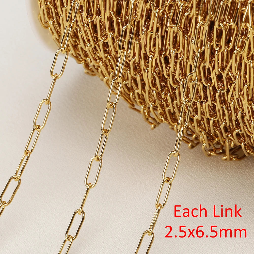 No Fade 2Meters Stainless Steel Chains for Jewelry Making DIY Necklace Bracelet Accessories Gold Chain Lips Beads Beaded Chai