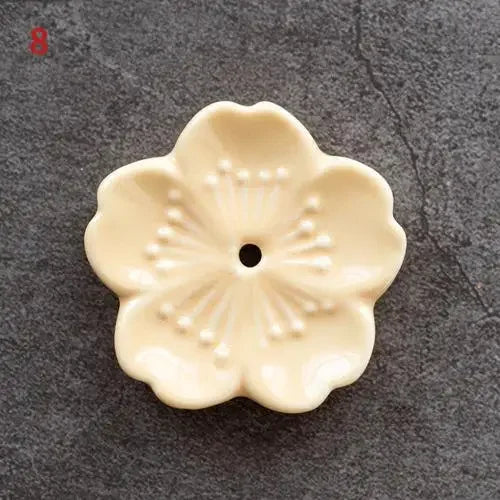 Cherry Blossom Incense Burner Home Ceramic Decor Stick Holder Aromatherapy Censer Office Teahouse Ornament