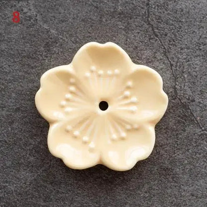 Cherry Blossom Incense Burner Home Ceramic Decor Stick Holder Aromatherapy Censer Office Teahouse Ornament