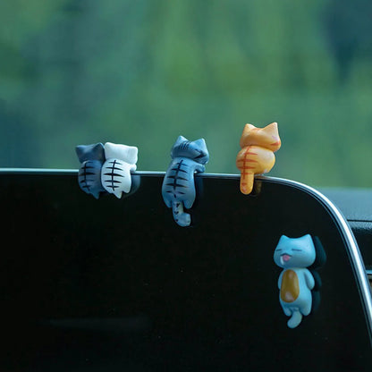 6pcs PVC Cartoon Cat Figurines for Car Dashboard, Plant Pots, and Screen Edge Decor