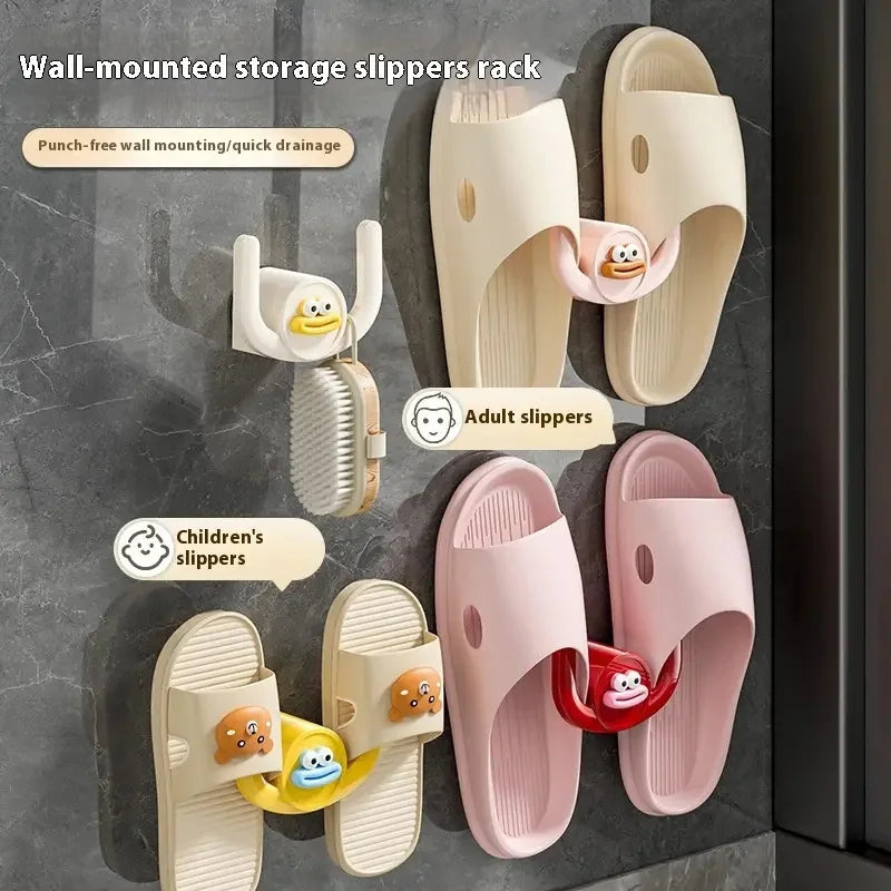 1Pc Cartoon Slippers Hook Bathroom Slipper Rack Shower Storage Organizer Shoe Holder Drainage Stand for Bathrooms and Bedroom