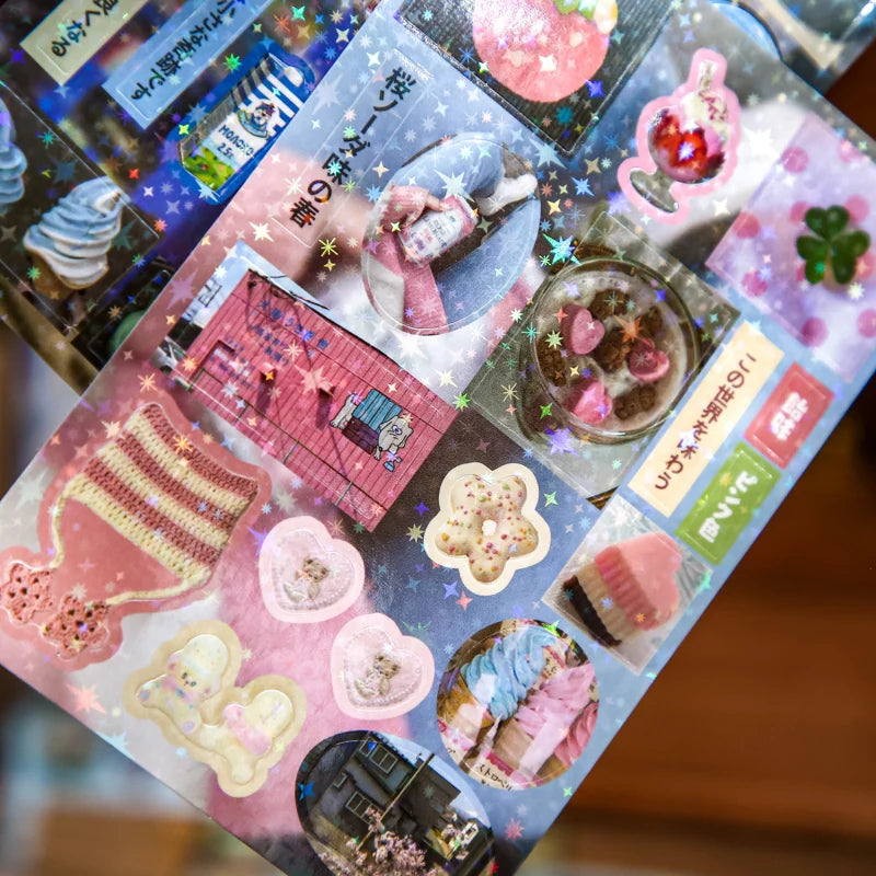 30sheets Showa Fantasy Series Kawaii Flash Die Cut Sticker Book DIY Junk Journal Diary Scrapbooking Material Stationery Stick
