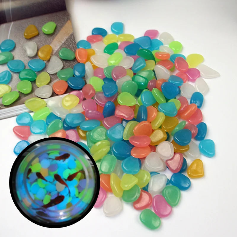New Luminous Stones Glow in The Dark Pebbles Stones Fluorescent Rocks for Fish Tank Aquarium Aquatic Landscape Home Decor 1cm