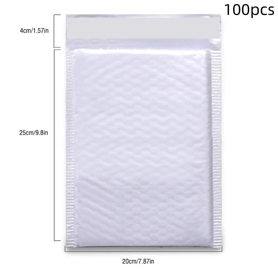 100Pcs White Bubble Envelopes With Bubble Buffering And AntiCollision SelfAdhesive Sealing Strips For Express Packaging - 20x