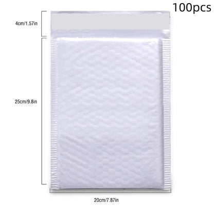 100Pcs White Bubble Envelopes With Bubble Buffering And AntiCollision SelfAdhesive Sealing Strips For Express Packaging - 20x