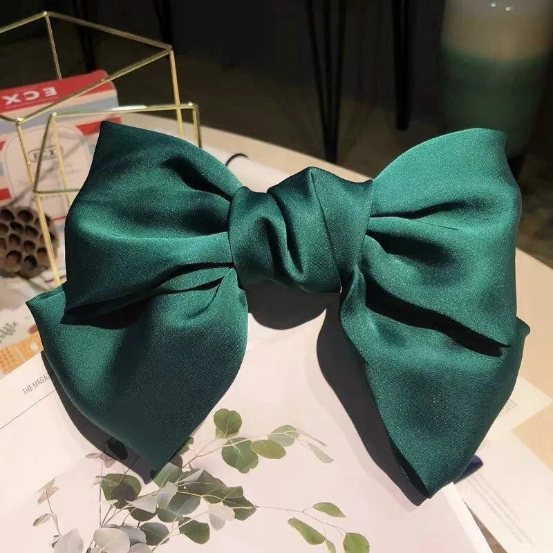 Bow Ribbon Hair Clip for Women Bowknot Barrettes Girls Solid Stain Spring Ponytail Clip Headband Hair Accessories Headwear Gi
