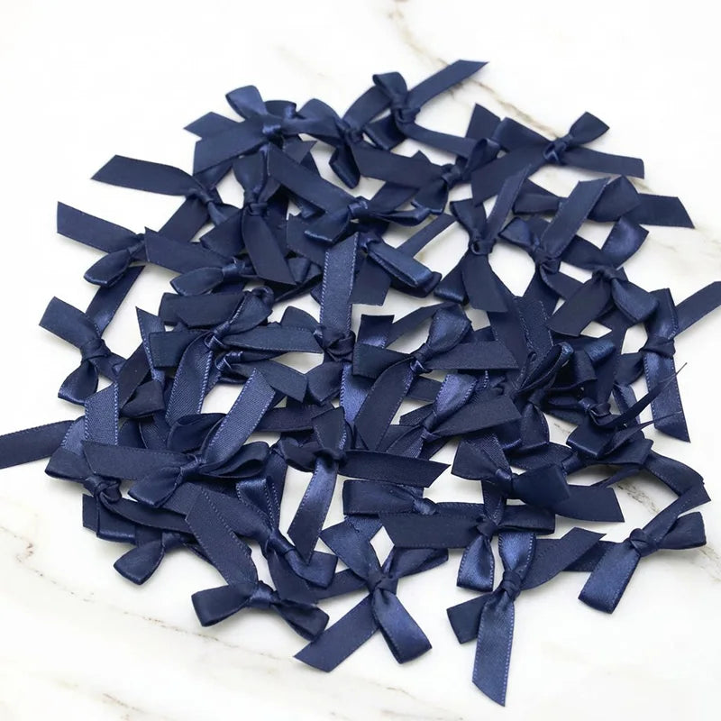 4x4cm Colourful Bows Small Size Polyester Satin Ribbon Bow Flower DIY Craft Decoration - dark blue / 200pcs