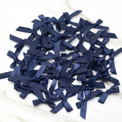4x4cm Colourful Bows Small Size Polyester Satin Ribbon Bow Flower DIY Craft Decoration - dark blue / 200pcs
