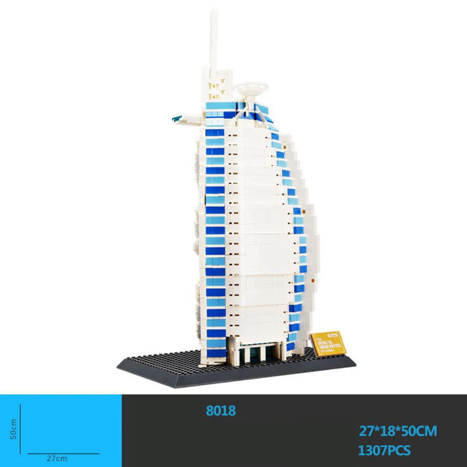 World Famous Modern Architecture United Arab Emirates Dubai Burj Al Arab Hotel Creative Building Block Construction Bricks To