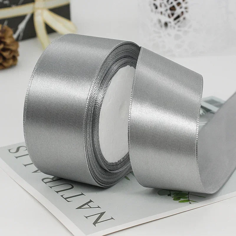 25yards/Roll 40mm Satin Ribbons Crafts Bow DIY Gift Wrap Wine Red Orange Yellow Green Blue Purple Black Gray Gold White Ribbo