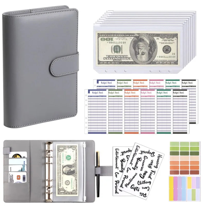 New Budget Plan Notebook A6 Cash Envelope Saving Money 6 Holes Binder for Financial Management A6 Loose-leaf Notebook Binder 