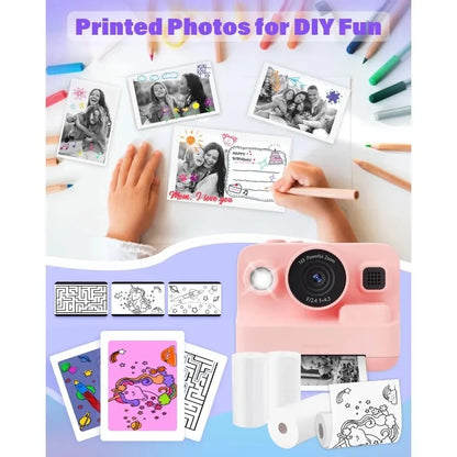 Kids Camera Instant Print Refill for Kids Instant Camera Thermal Printing BPA Free,57x25mm White Non-Adhesive Photo Print Rol
