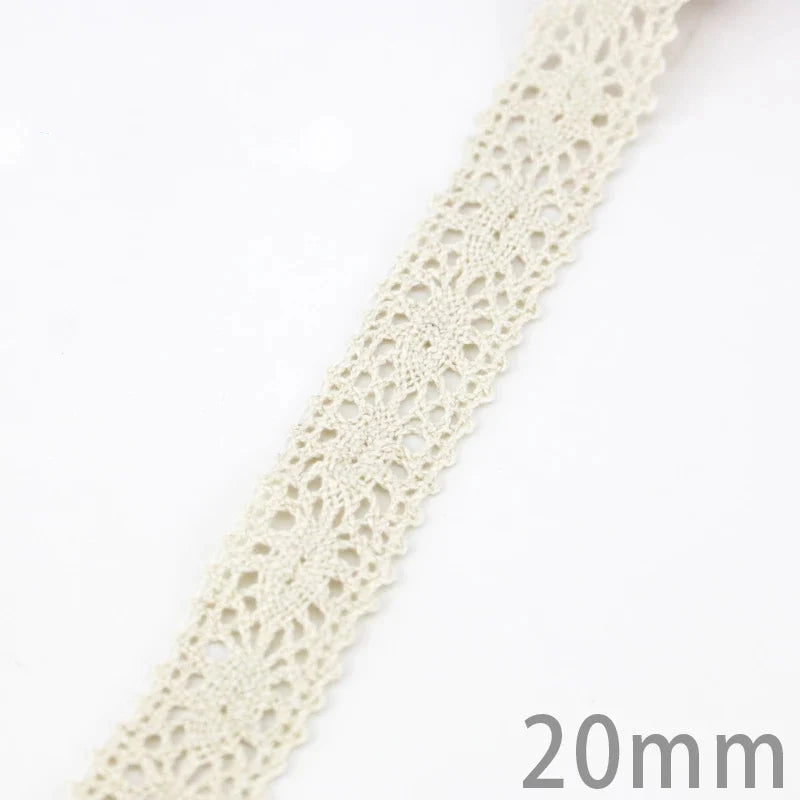 Lace Ribbon Trim, White Beige Cotton Embroidered Ribbon, 5 Meter Sewing Fabric, DIY Craft Materials, Elegant Lace for Gift Wr