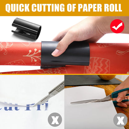 HORN Sliding Wrapping Paper Cutter - Easy-Glide Gift Wrap Trimmer for Christmas & Birthdays, Durable ABS，, Orange/Black