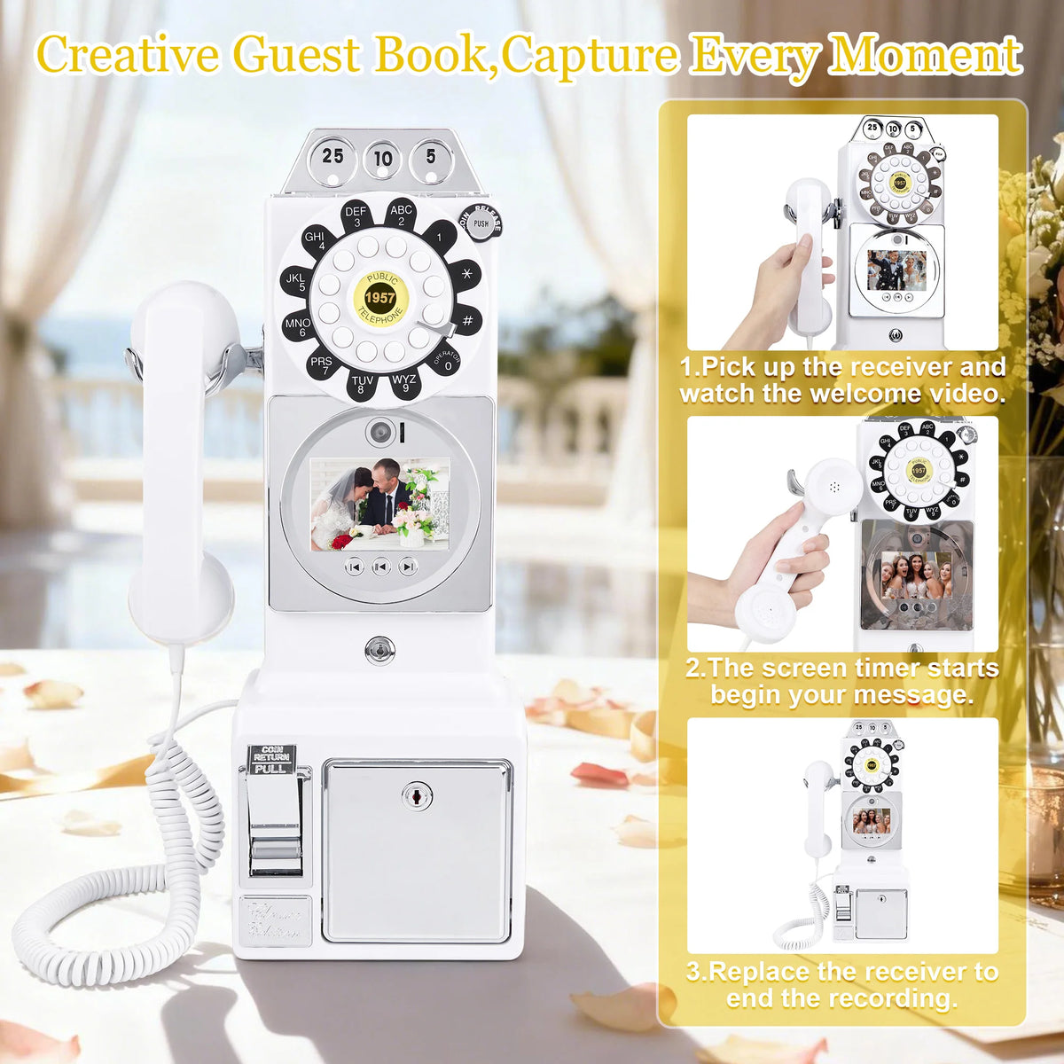 Retro Audio Video Guestbook Wedding Video Message Telephone Guest Video Signature Register Birthday Party Blessing Video Reco