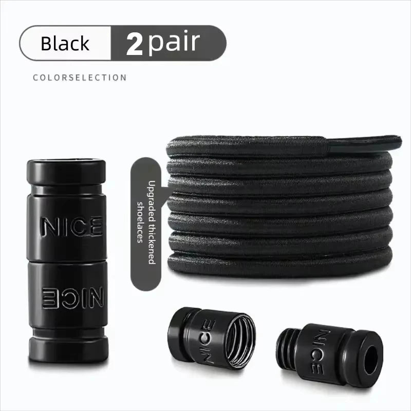 Colorful Metal Lock Sneakers Elastic Shoelaces No Tie Sports Shoe Laces Capsule Lock Stretch Rubber Shoestrings for Easy Wear