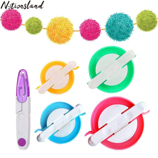 Pom Pom Maker 4 Sizes Pompom Maker Tool Set with a Thread Cutter Scissors DIY Wool Yarn Knitting Craft Project for Kids&Adult