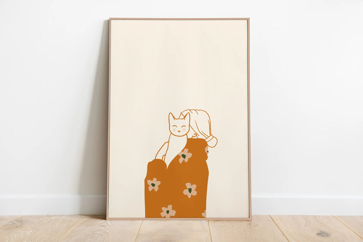 Minimalist Aesthetic Cute Animal Wall Art Illustration Poster Sleepy Kitties Canvas Painting Home Decor Cat Lover Gift - 03 /