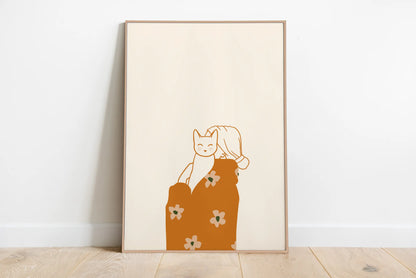 Minimalist Aesthetic Cute Animal Wall Art Illustration Poster Sleepy Kitties Canvas Painting Home Decor Cat Lover Gift - 03 /