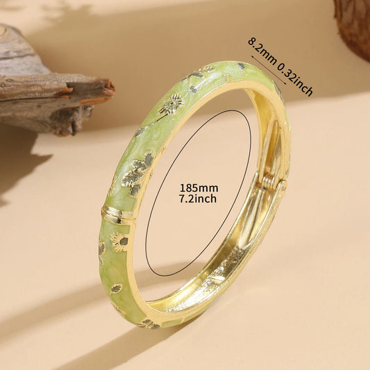 FTCY Vintage Bracelet For Women Small Flower Ethnic Style Cloisonne Bangles Women's Elegant Jewelry Gifts