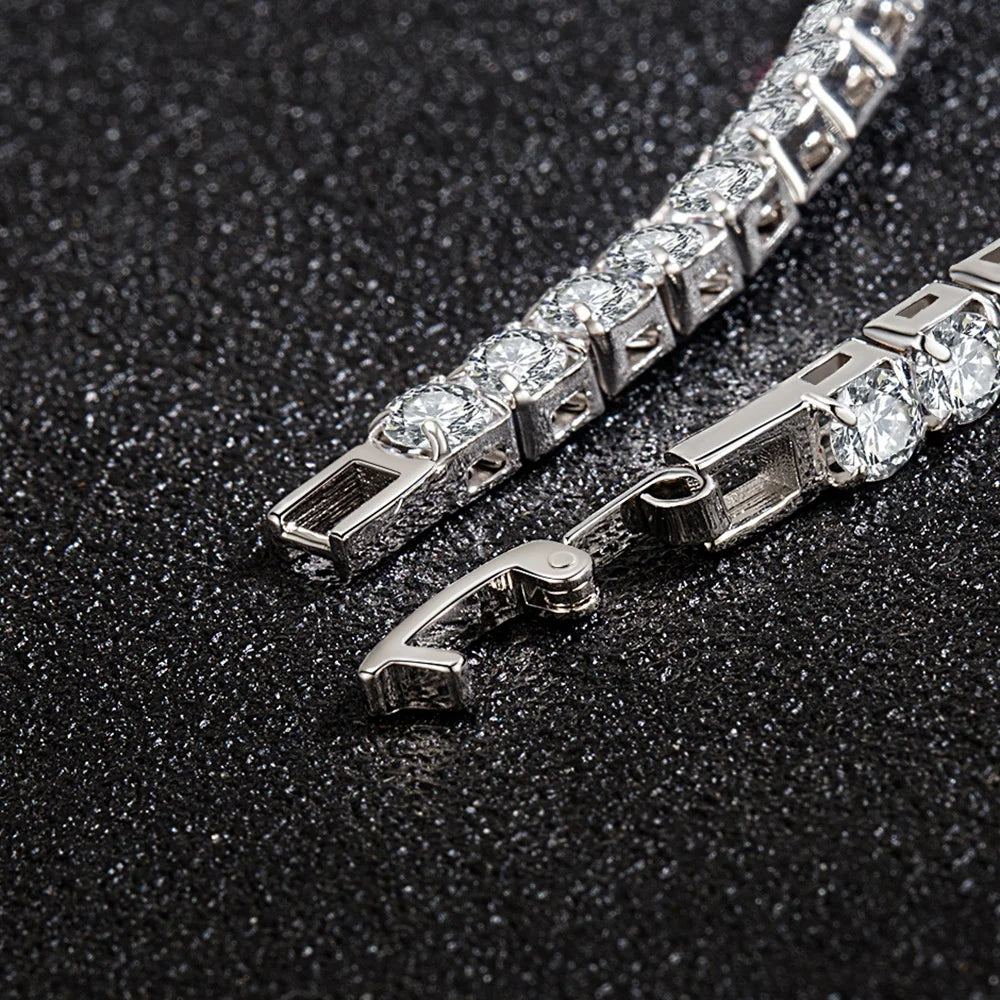 S925 Silver Platinum Plated Moissanite Bracelet Sparkling Personality Wedding Jewelry Gift Charm Bracelet For Women