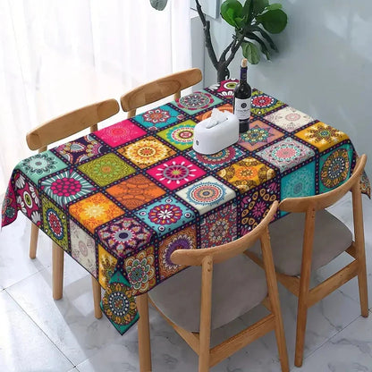 Rectangle Polyster Boho Tablecloth Mandala Bohemian Cycle Colorful Table Cloth Festival Holiday Party Tablecover Home Decorat