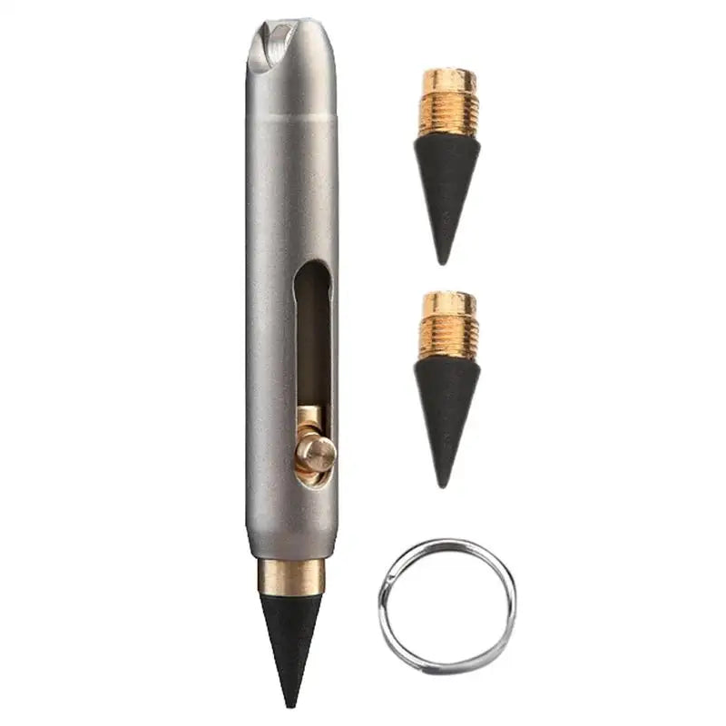 Graphite Alloy Eternal Pen Mini Titanium Alloy Non-sharpening Erasable Pencil Portable Key Pendant Pocket Pen Emergency Writi