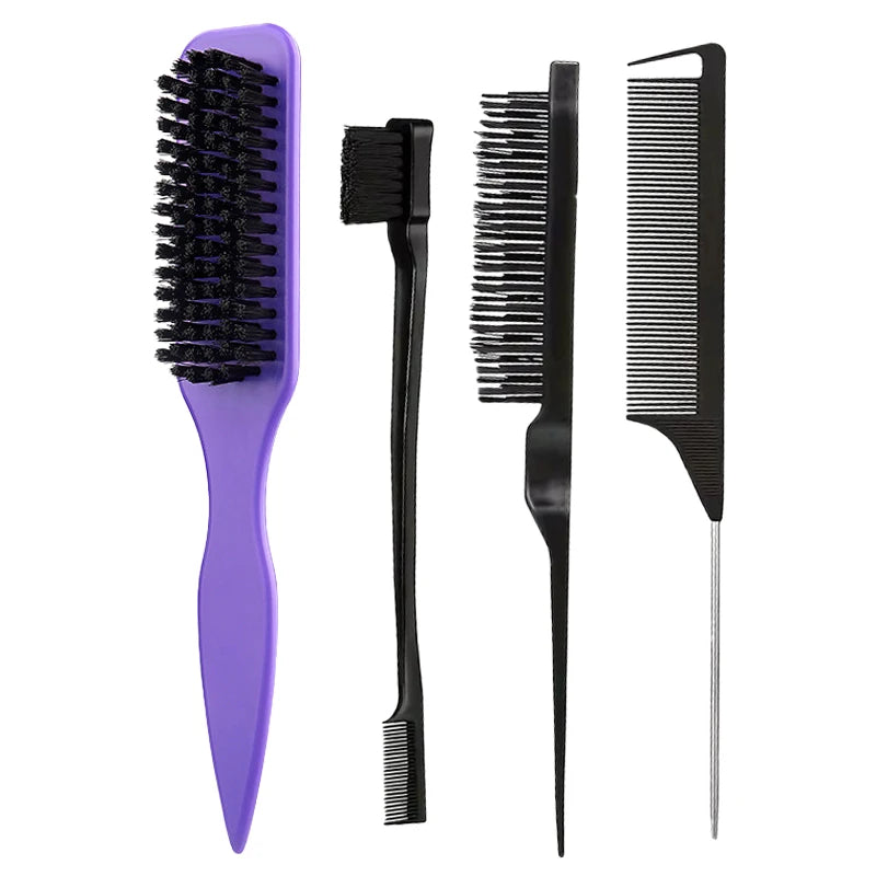 Bristle Slick Back Hair Brush for Sleek Ponytail Bun & Smoothing Baby Hairs, Flyaways, Edge Control - Backcombing & Teasing -