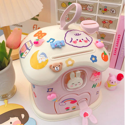 Kids Creative DIY Money Banking Toys Piggy Bank Money Saving Pot Coin Banks Coin Box With Lock Key Christmas Gift Toy For Gir