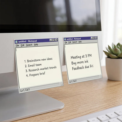 2 PCS 100 Sheets Total, Retro Computer Sticky Notes, Vintage Notepad Memo Pad, Old Windows Style Self-Adhesive Reminder Notes