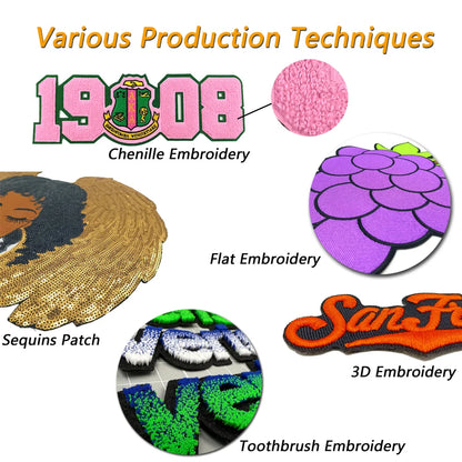 10PCS Custom Embroidery Patches Your Own Design Customized Logo Iron on Brand Name Woven Printed Patch Hook Loop DIY